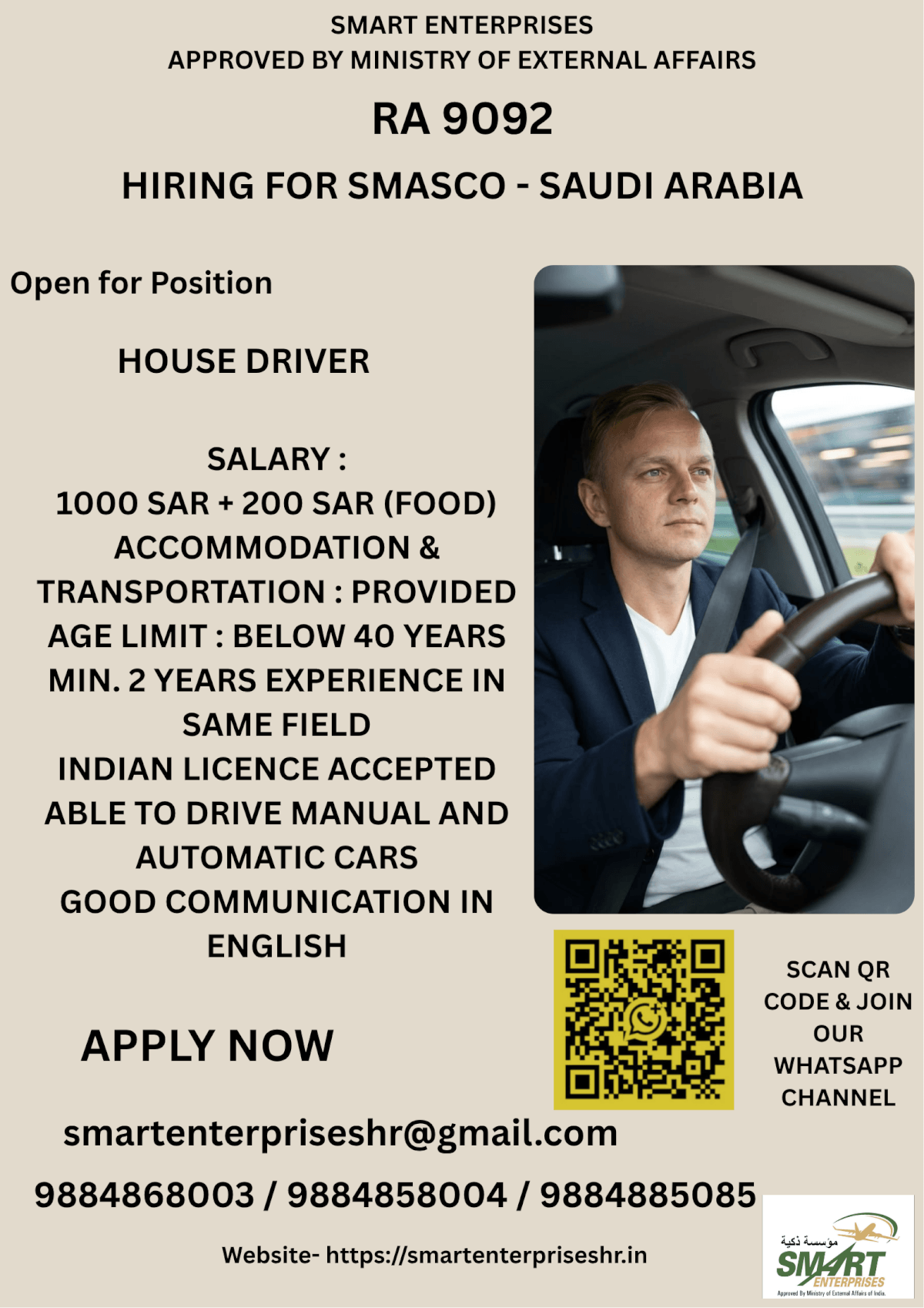 URGENT REQUIREMENT FOR SAUDI ARABIA