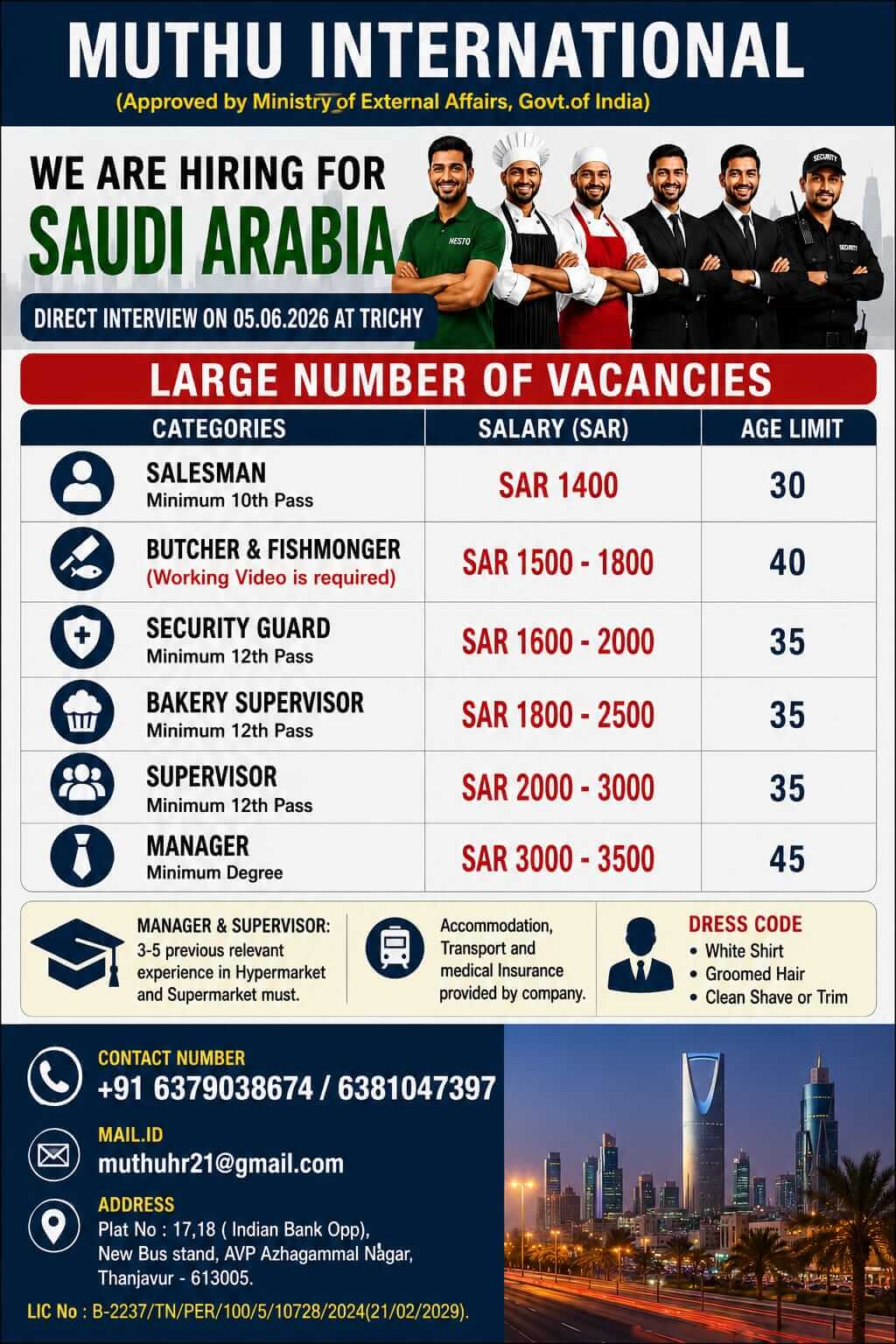 WANTED FOR SAUDI ARABIA WANTED FOR SAUDI ARABIA