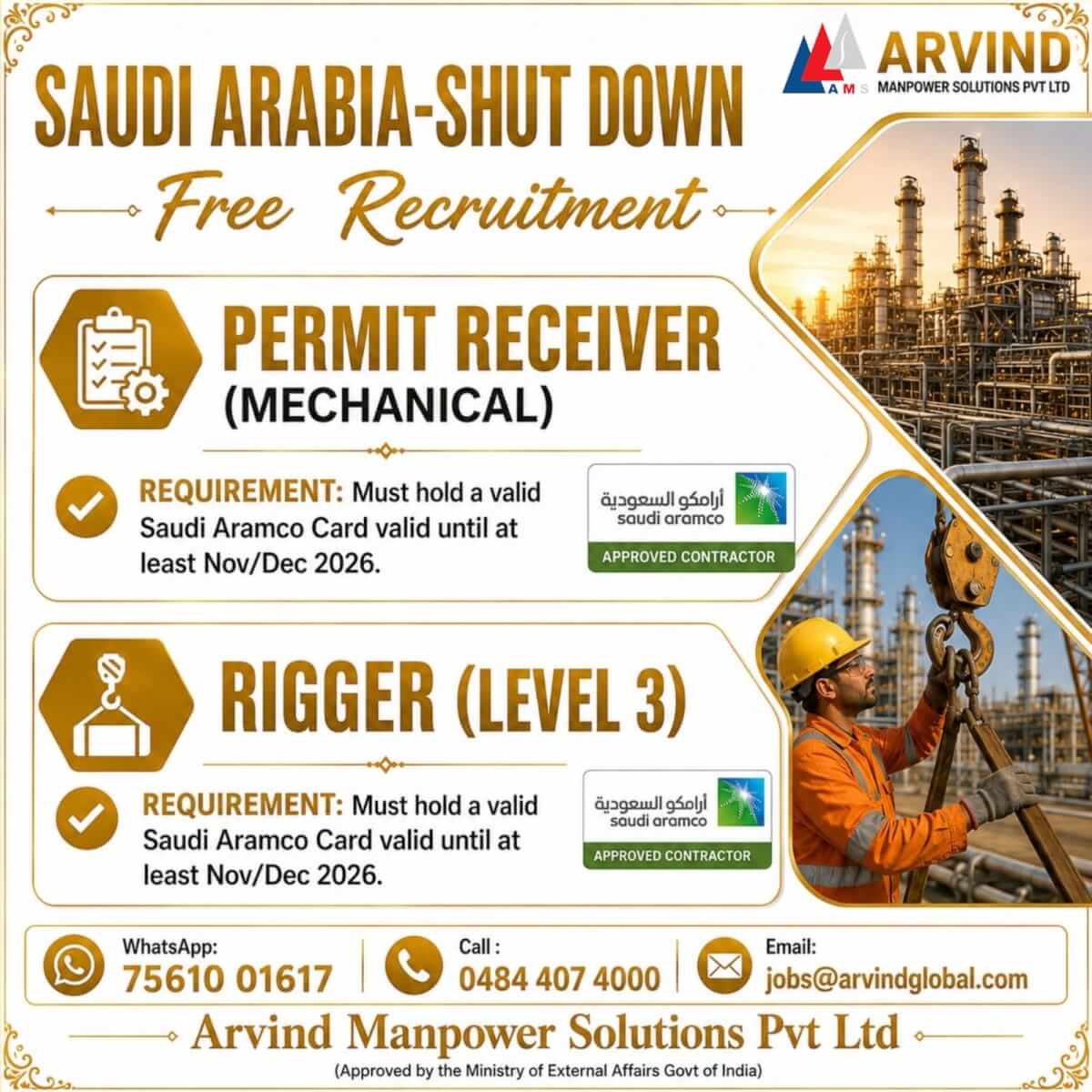 Urgent Requirement for Saudi Arabia Urgent Requirement for Saudi Arabia
