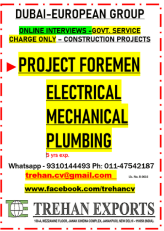 PROJECT FOREMEN PROJECT FOREMEN