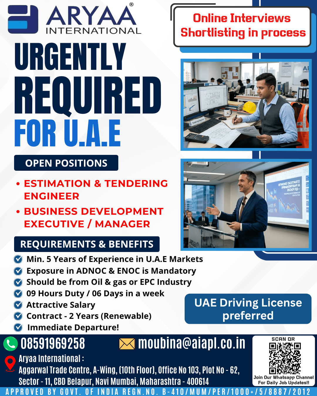 Urgently Required for UAE - Oil and Gas / EPC Industry Urgently Required for UAE - Oil and Gas / EPC Industry