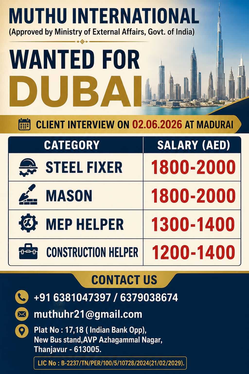 WANTED FOR DUBAI WANTED FOR DUBAI