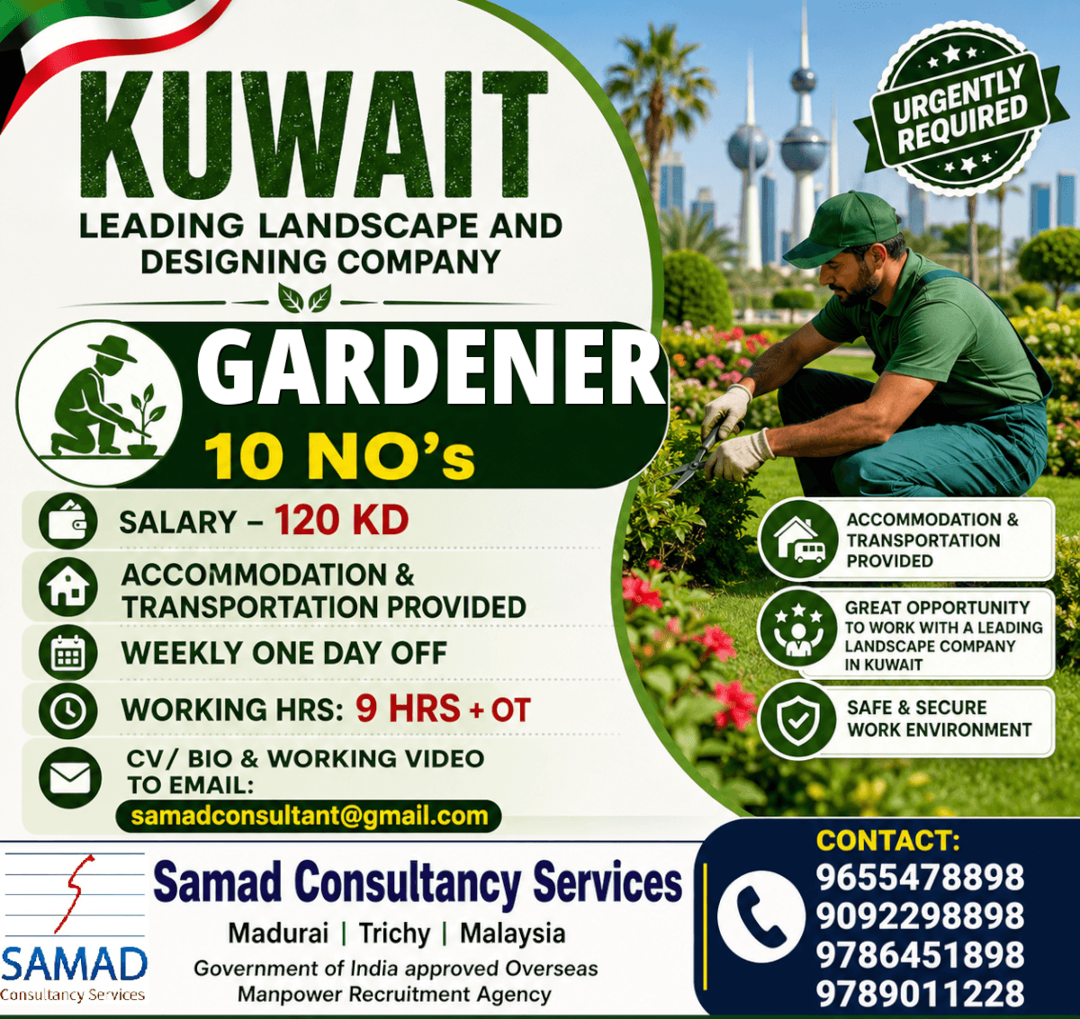 Kuwait - Leading Landscape & Designing Company , Gardener - 10 No's