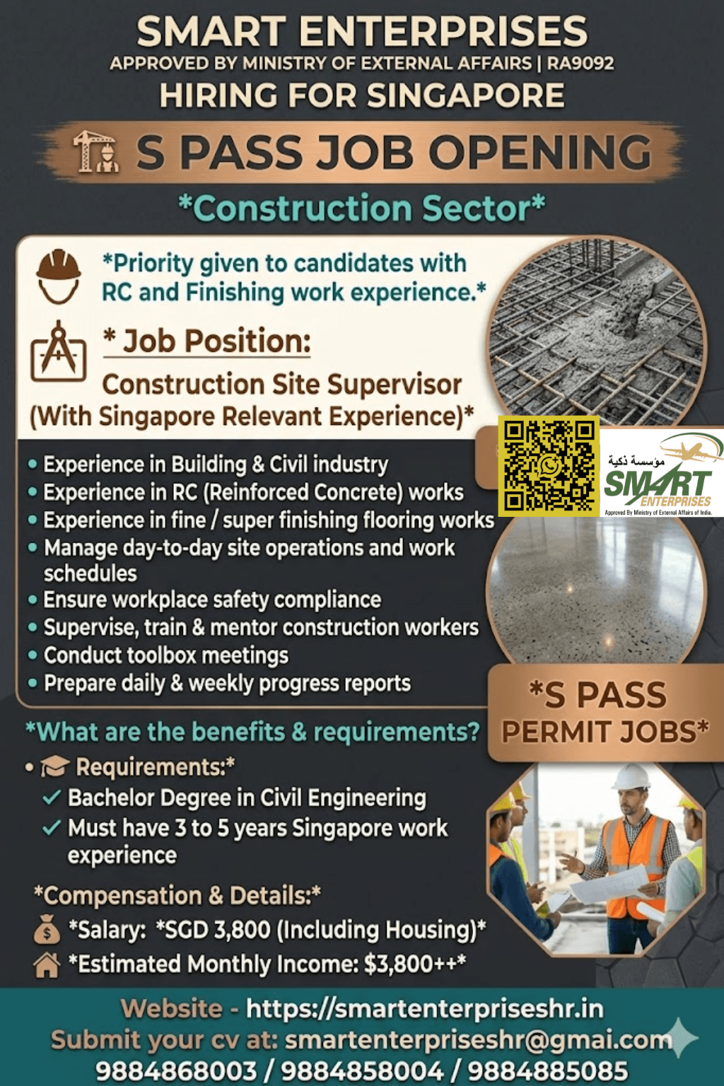 *Construction Site Supervisor (With Singapore Relevant Experience)*
