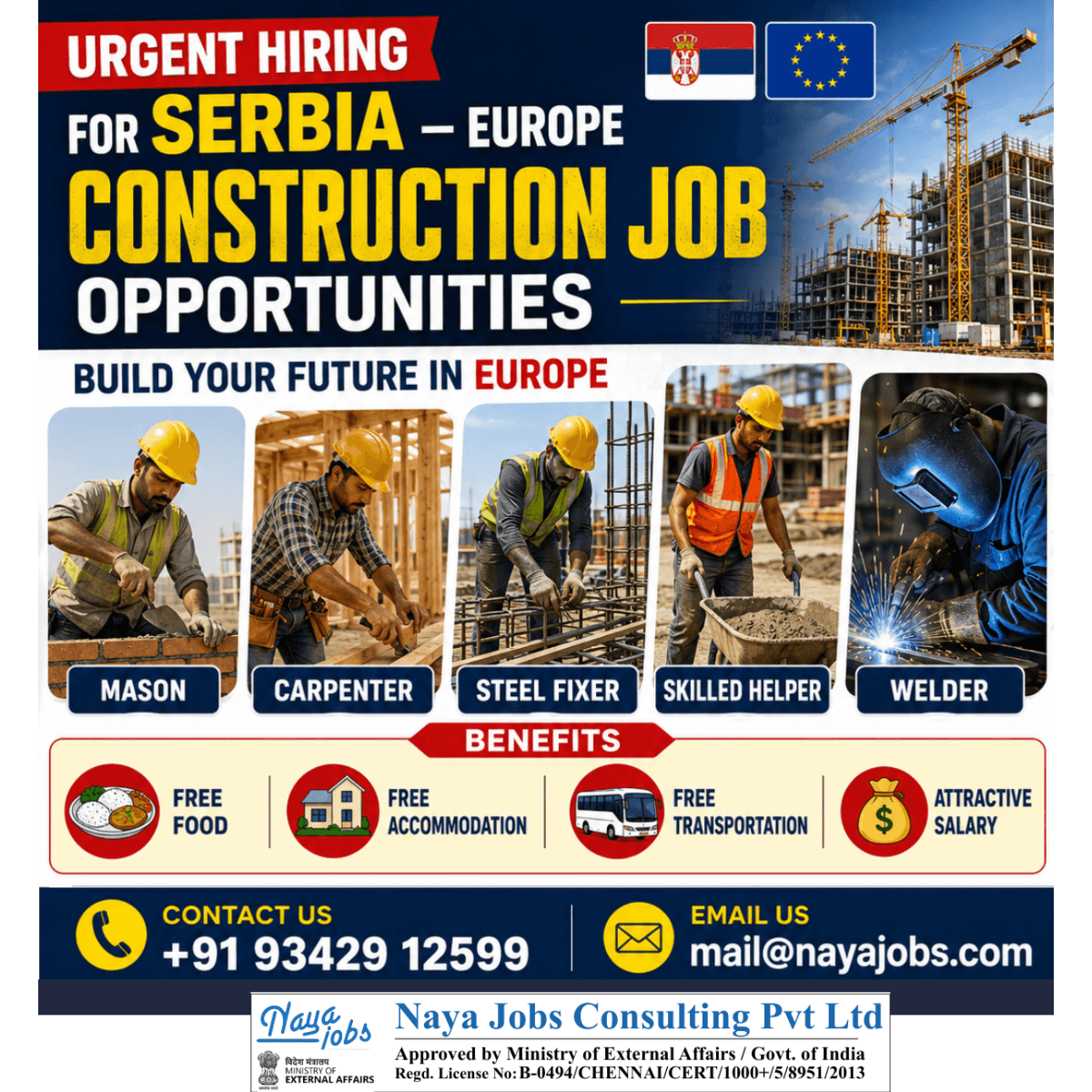 HIRING FOR CONSTRUCTION JOBS – SERBIA