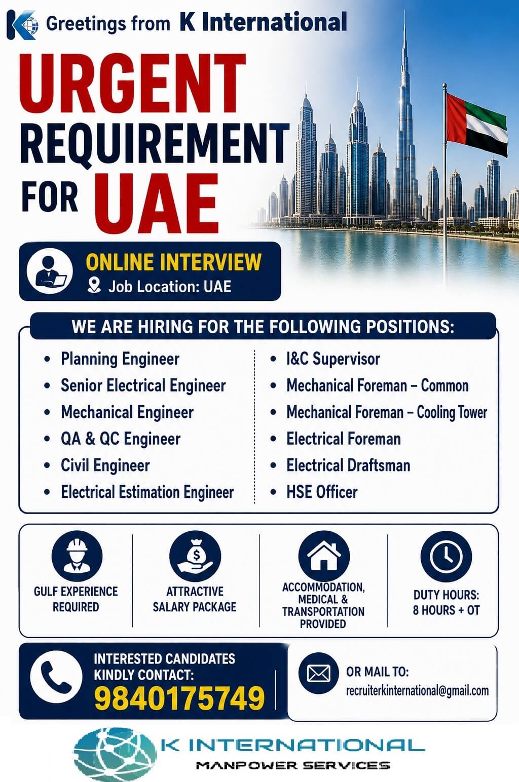 URGENT REQUIREMENT FOR UAE URGENT REQUIREMENT FOR UAE