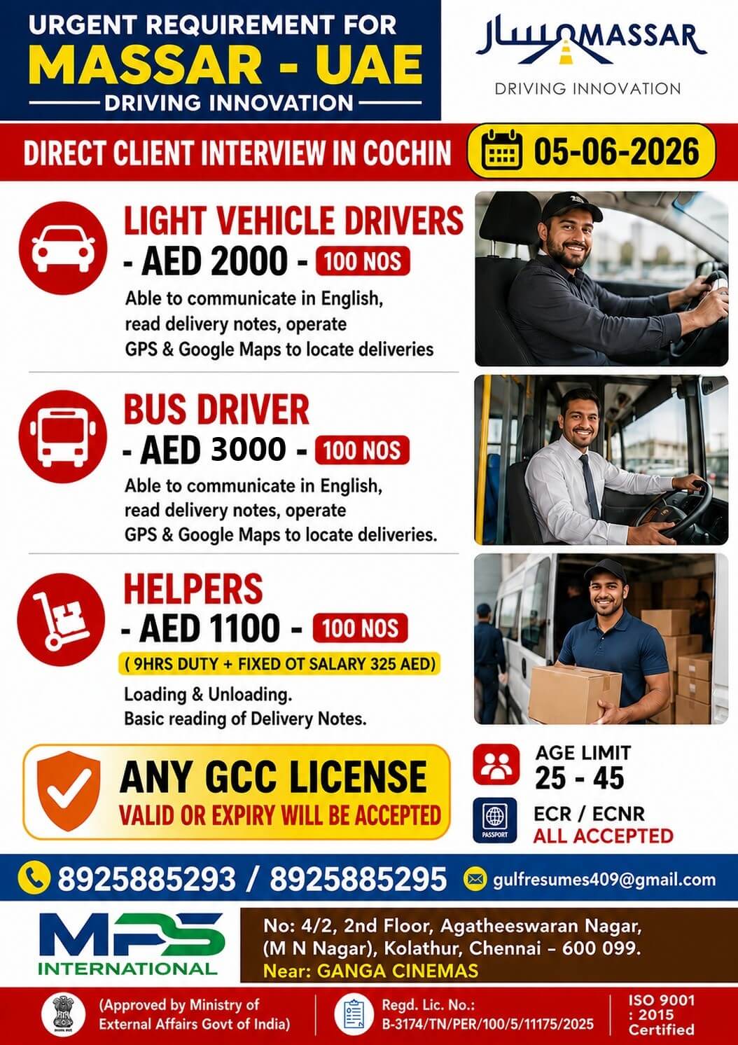 URGENT REQUIREMENT FOR MASSAR - UAE DRIVING INNOVATION  DIRECT CLIENT INTERVIEW IN COCHIN | 05-06-2026