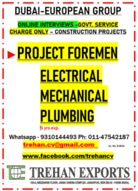 MEP PROJECT FOREMEN MEP PROJECT FOREMEN