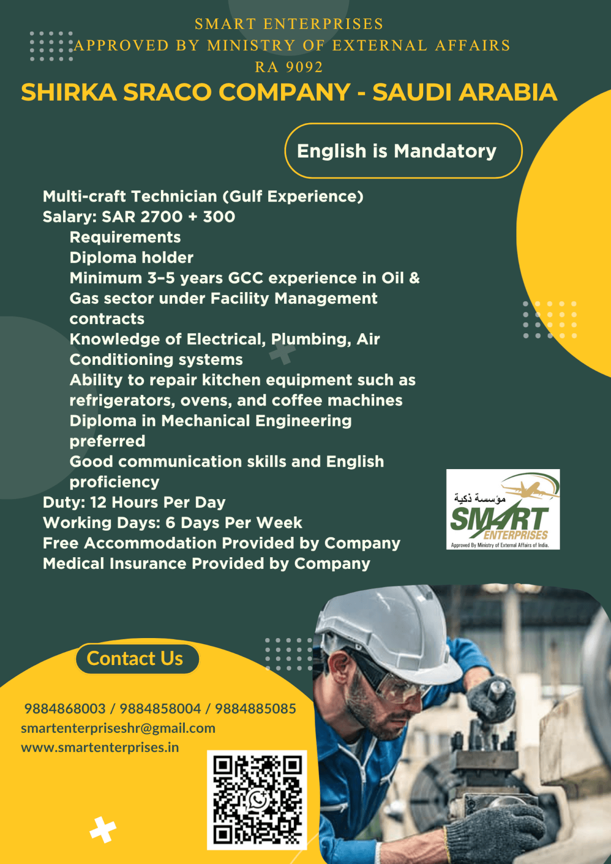 HIRING FOR Saudi arabia