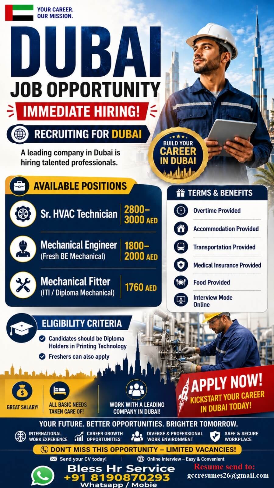 URGENT REQUIREMENT FOR DUBAI URGENT REQUIREMENT FOR DUBAI