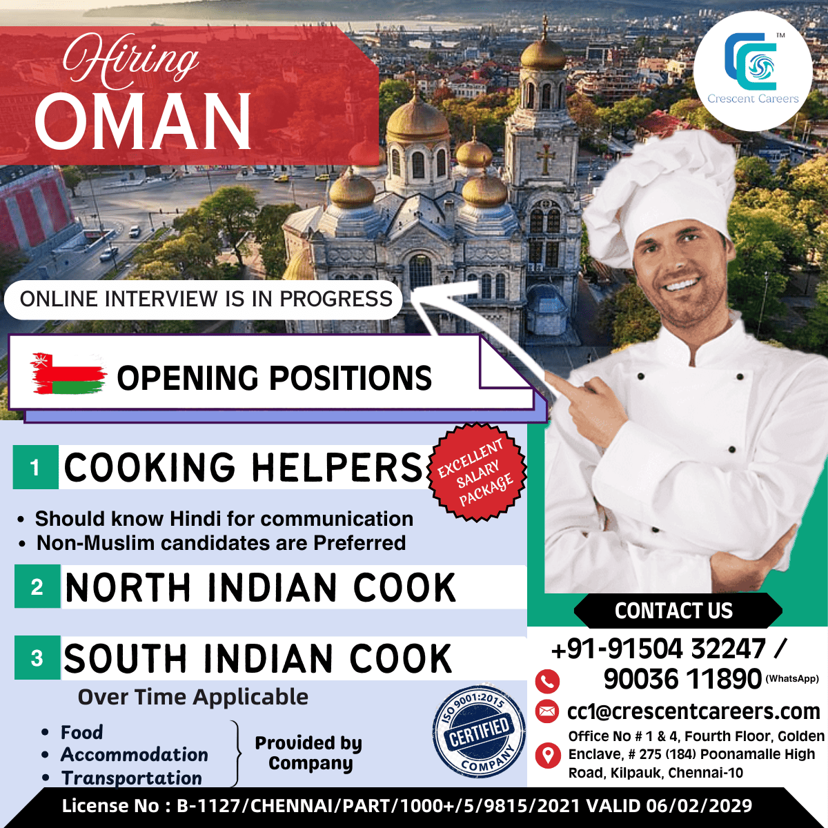 SOUTH / NORTH INDIAN COOK / COOKING HELPERS SOUTH / NORTH INDIAN COOK / COOKING HELPERS