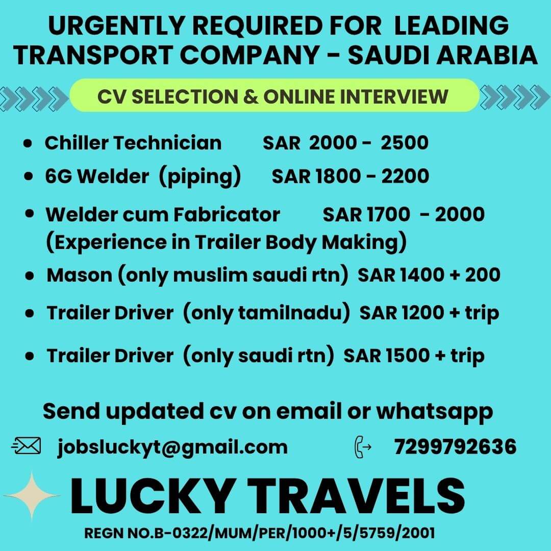 SAUDI ARABIA - LEADING TRANSPORT COMPANY CV SELECTION & ONLINE INTERVIEW - 7299792636 SAUDI ARABIA - LEADING TRANSPORT COMPANY CV SELECTION & ONLINE INTERVIEW - 7299792636