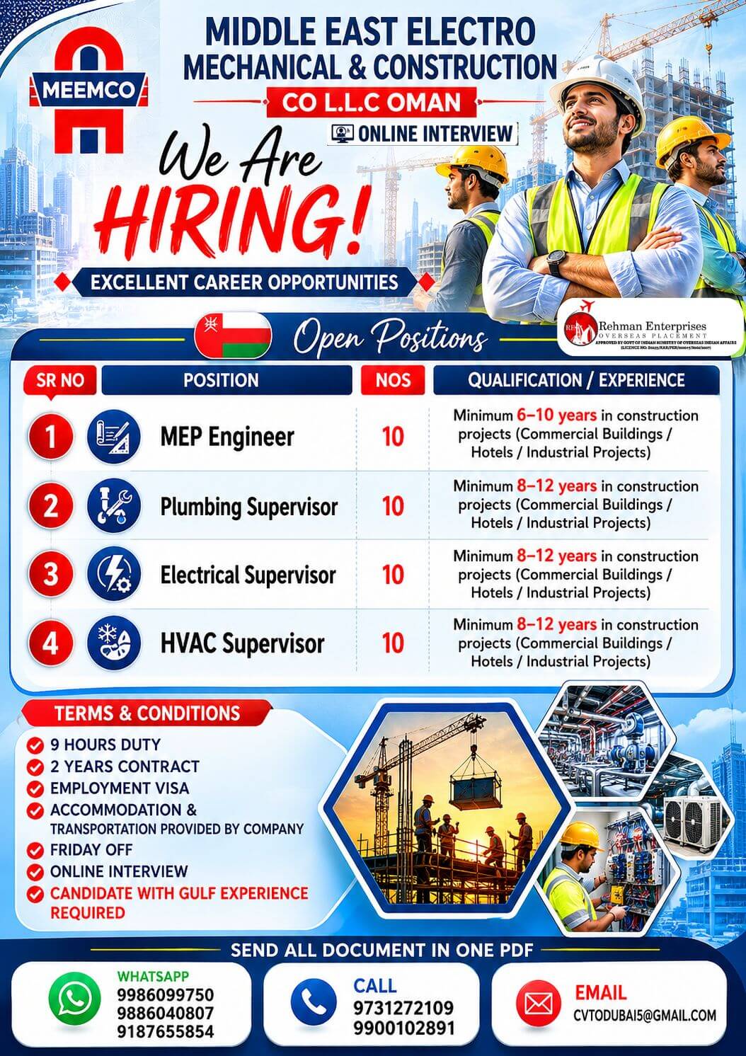 HIRING FOR OMAN