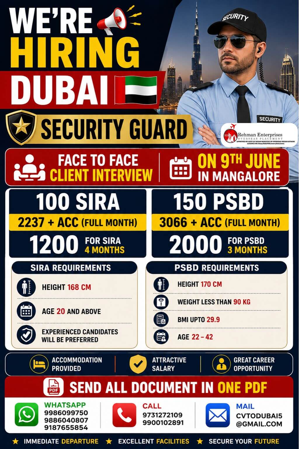 HIRING FOR DUBAI