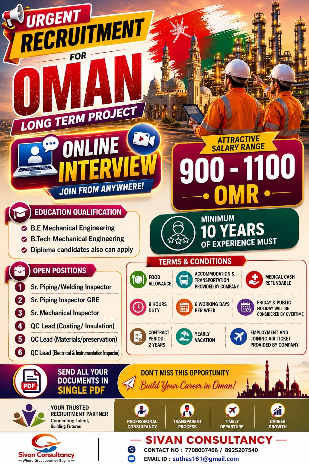 Urgent Recruitment for Oman Urgent Recruitment for Oman