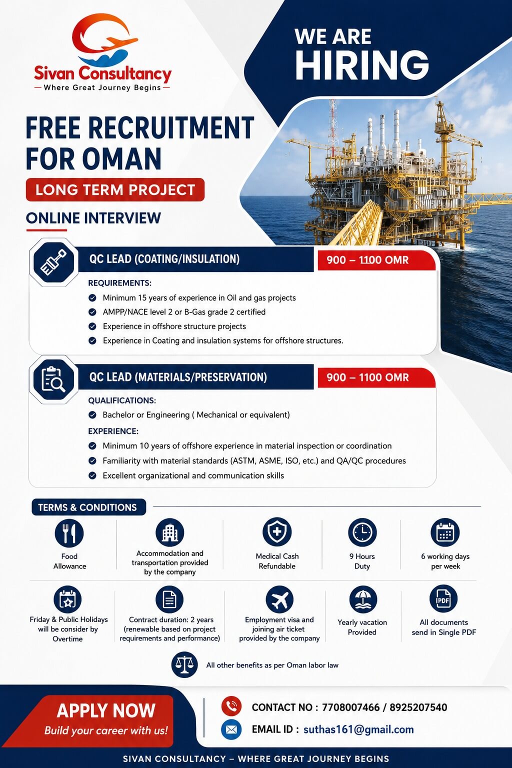 Urgent recruitment for Oman Urgent recruitment for Oman