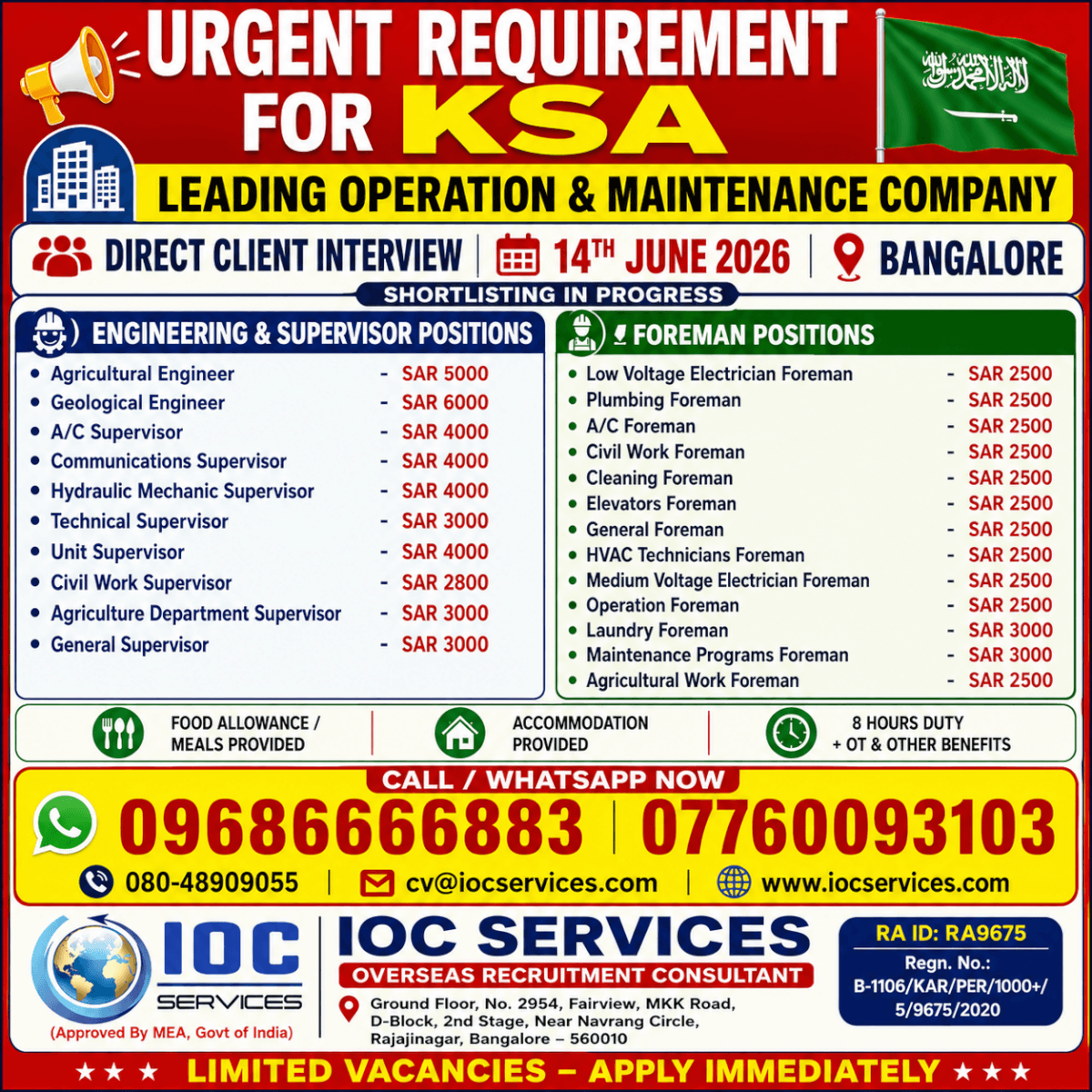 HIRING FOR GOVT PROJECT WORK II LONG TIME WORK II SAUDI ARABIA