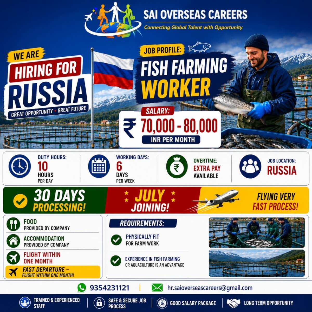 Urgent Hiring for Russia – Fish Farming Workers