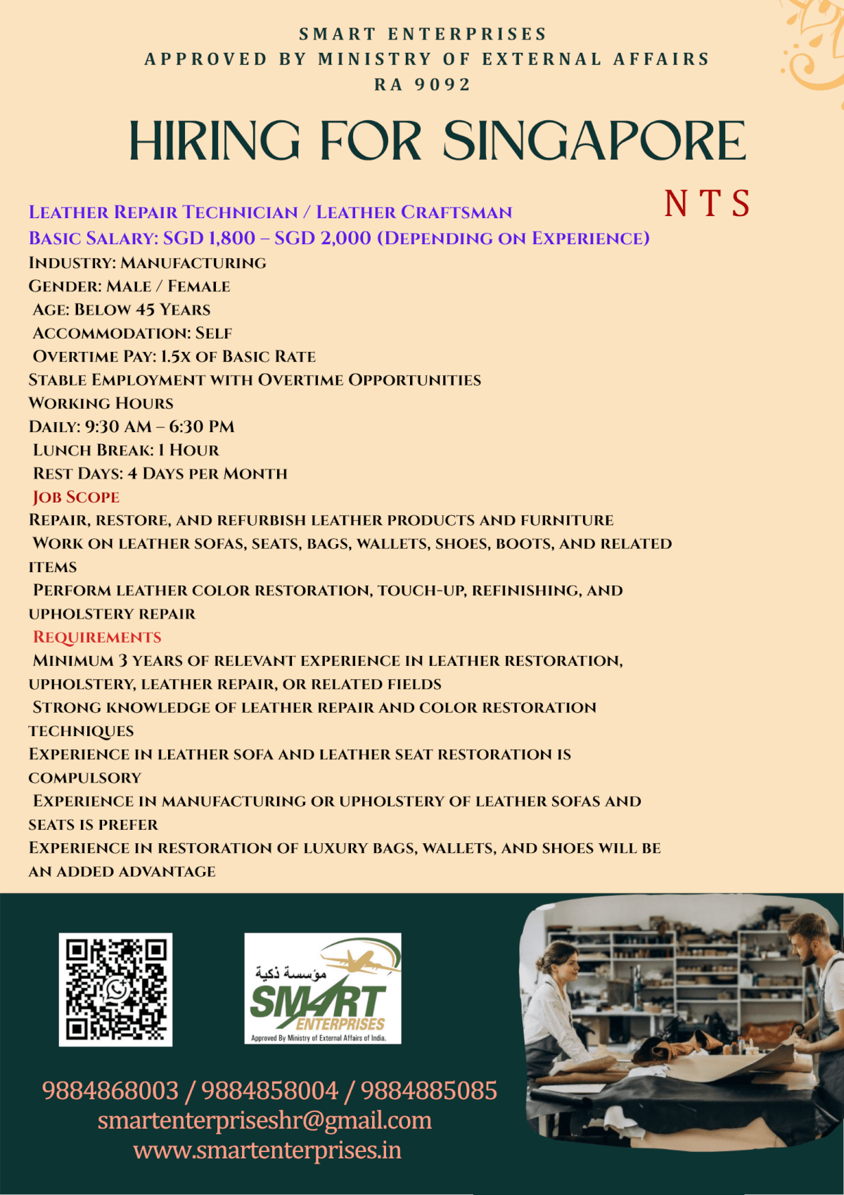 HIRING FOR SINGAPORE
