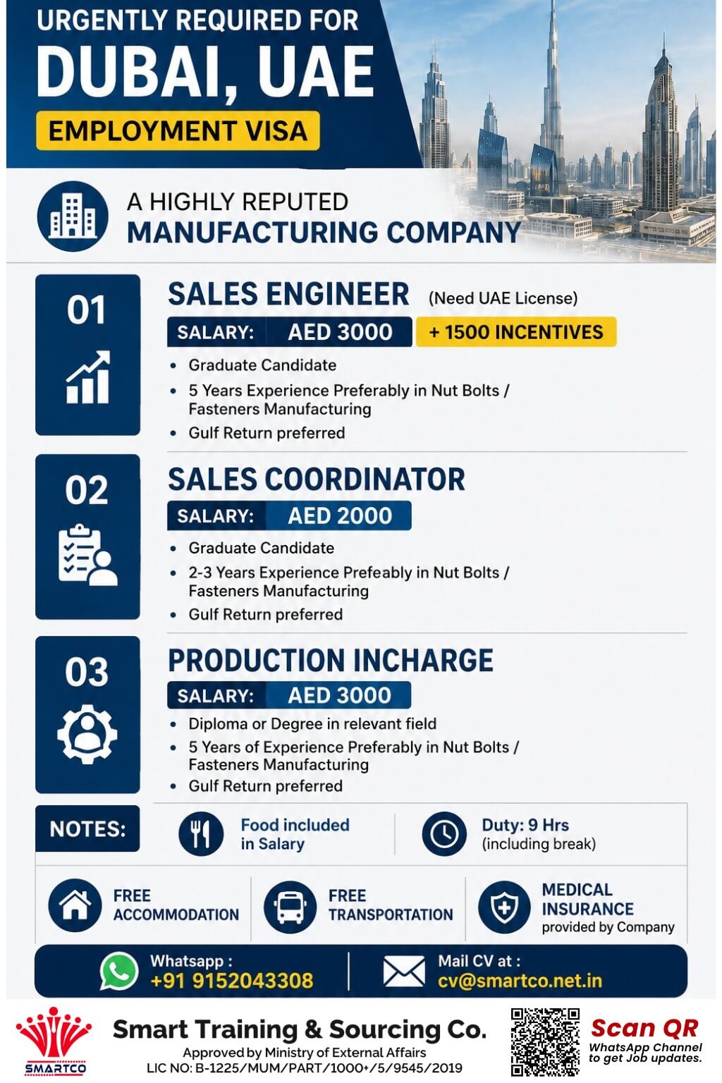 URGENTLY REQUIRED FOR DUBAI, UAE