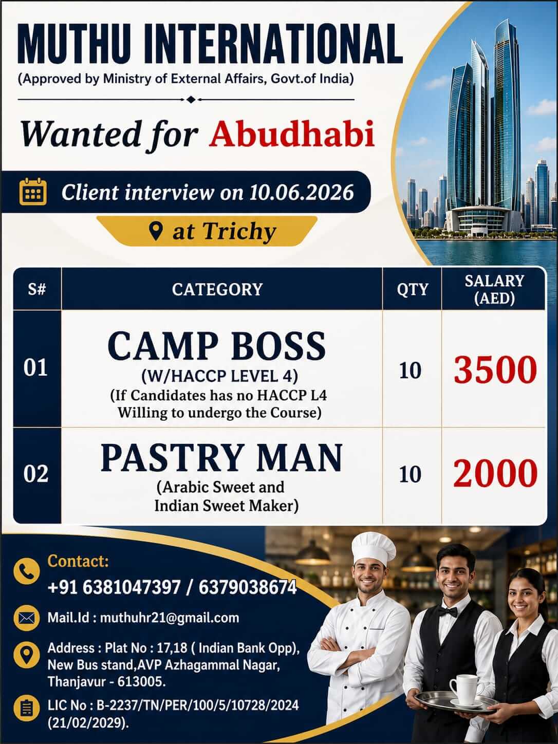 WANTED FOR ABUDHABI
