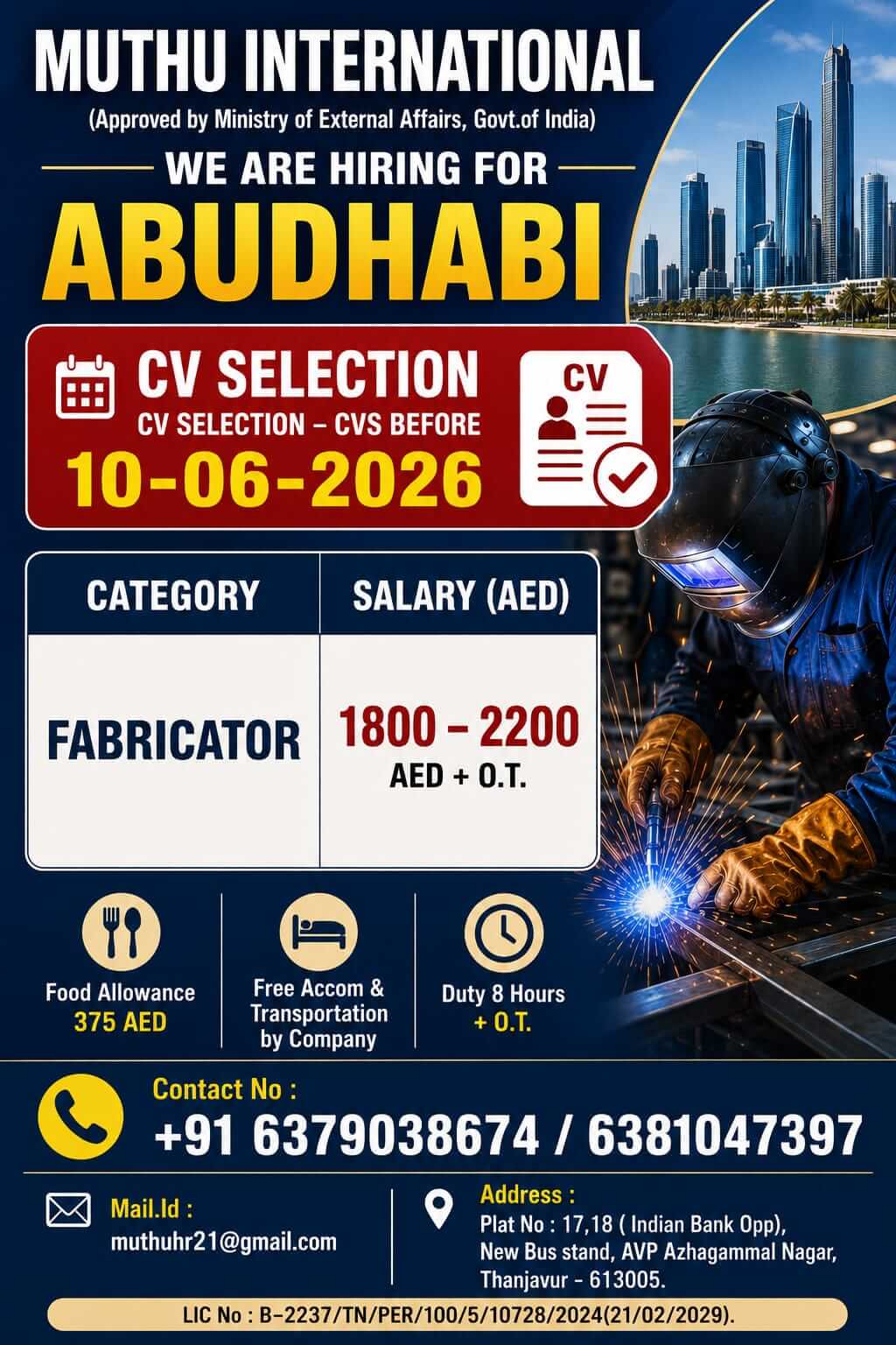 WANTED FOR ABUDHABI
