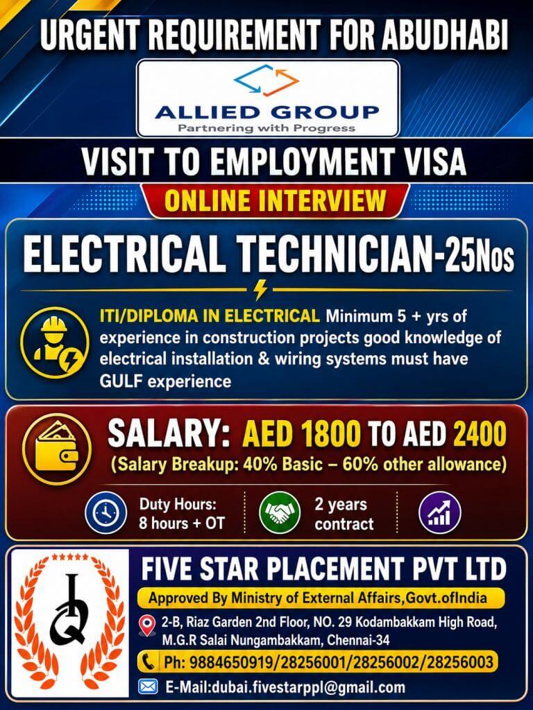 URGENT REQUIREMENT FOR ABUDHABI