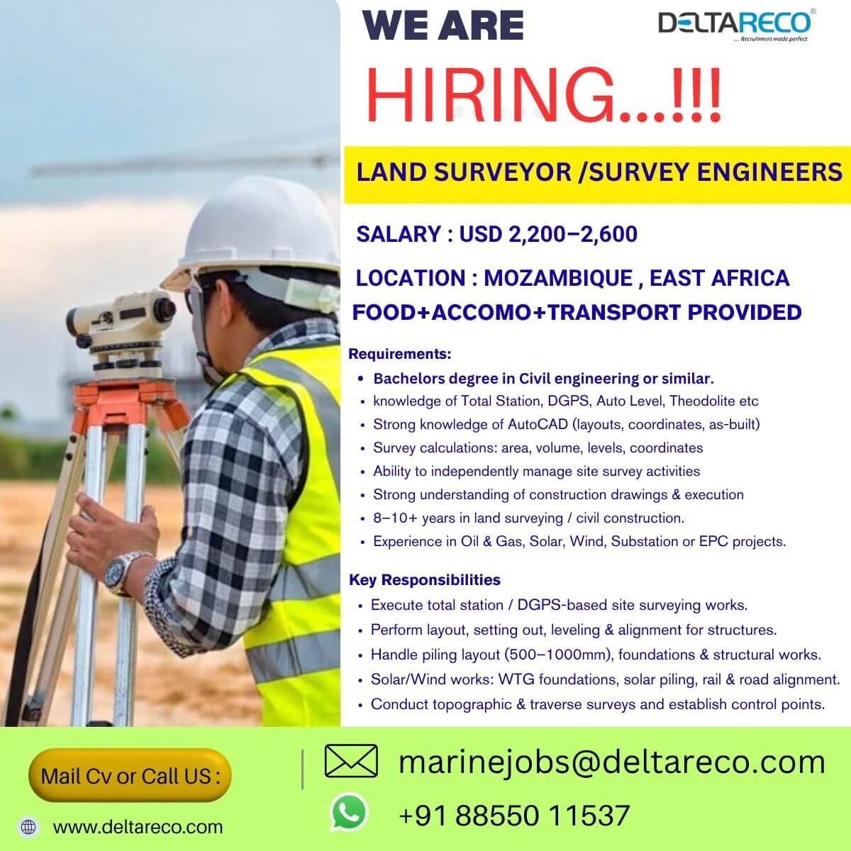 Hiring  land Surveyor  Civil engineer for  AFrica