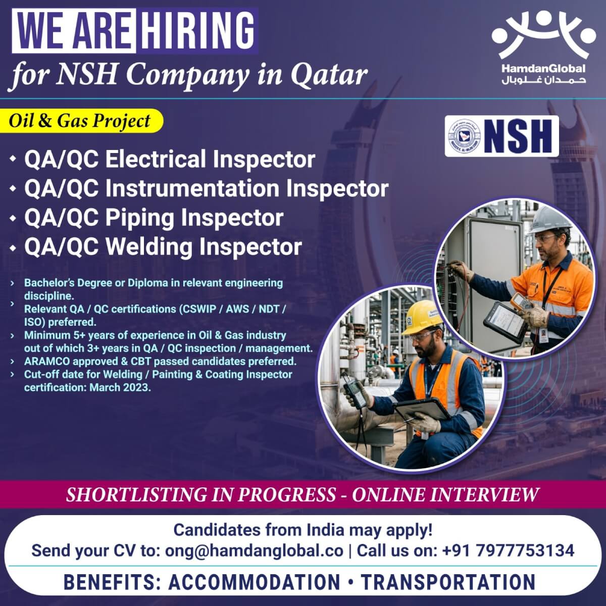 Urgent Requirement for QC inspector