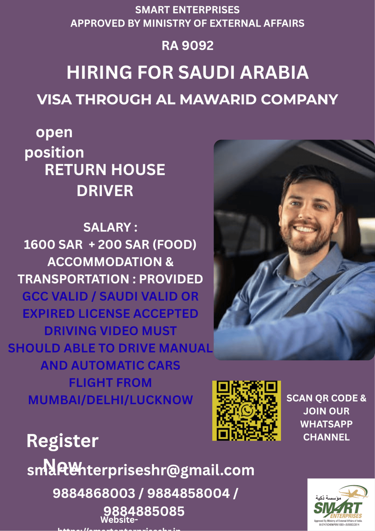URGENT REQUIREMENT FOR SAUDI ARABIA