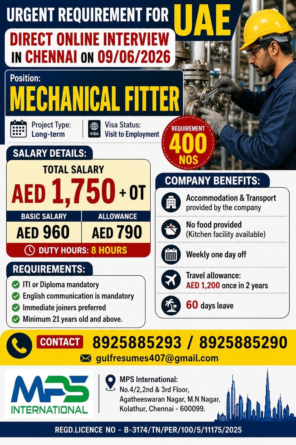 URGENT REQUIREMENT FOR UAE DIRECT ONLINE INTERVIEW IN CHENNAI ON 09/06/2026