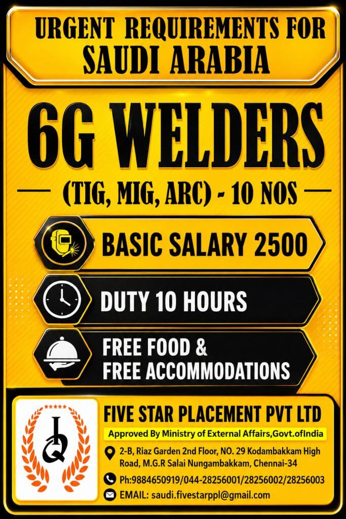 URGENT REQUIREMENT FOR SAUDI ARABIA