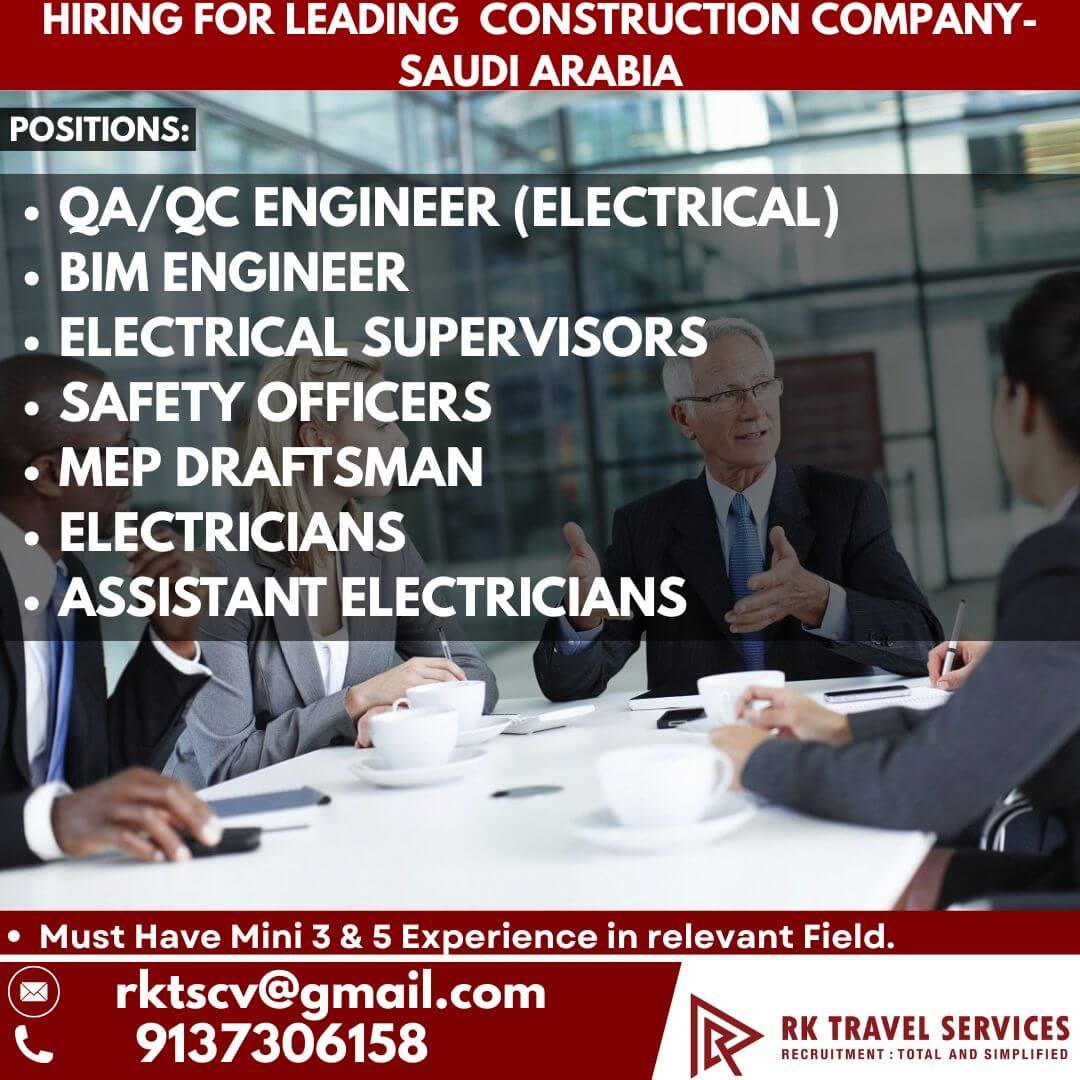HIRING FOR LEADING constructions Company- Saudi Arabia HIRING FOR LEADING constructions Company- Saudi Arabia