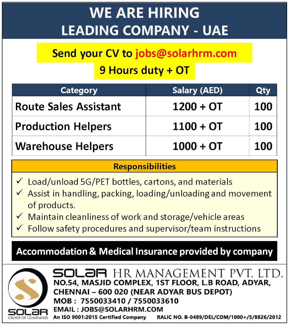 We are Hiring for UAE We are Hiring for UAE