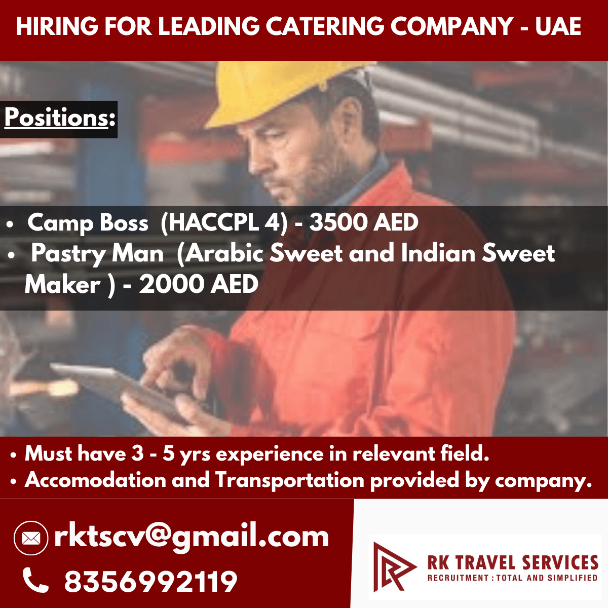 HIRING FOR LEADING CATERING COMPANY - UAE HIRING FOR LEADING CATERING COMPANY - UAE