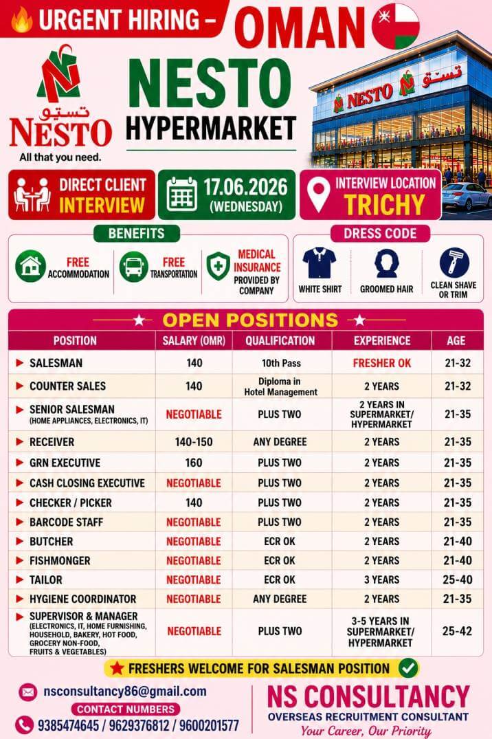 LEADING NESTRO HYPERMARKET REQUIREMENT FOR OMAN LEADING NESTRO HYPERMARKET REQUIREMENT FOR OMAN