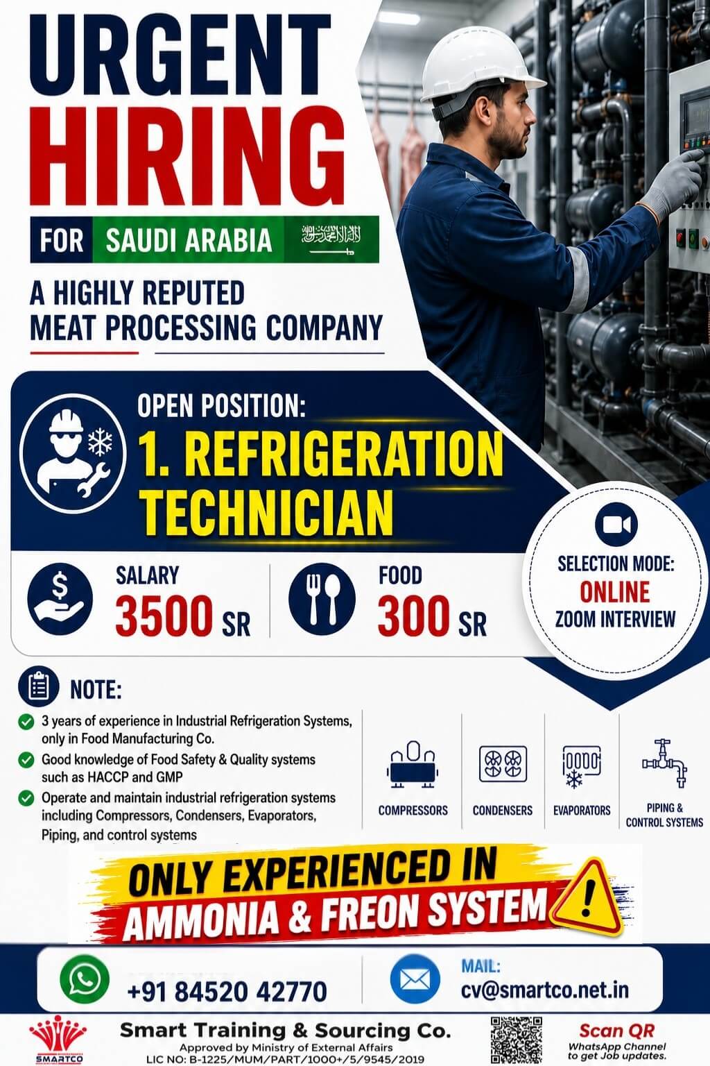 URGENT HIRING FOR SAUDI ARABIA A Highly Reputed Meat Processing Company URGENT HIRING FOR SAUDI ARABIA A Highly Reputed Meat Processing Company