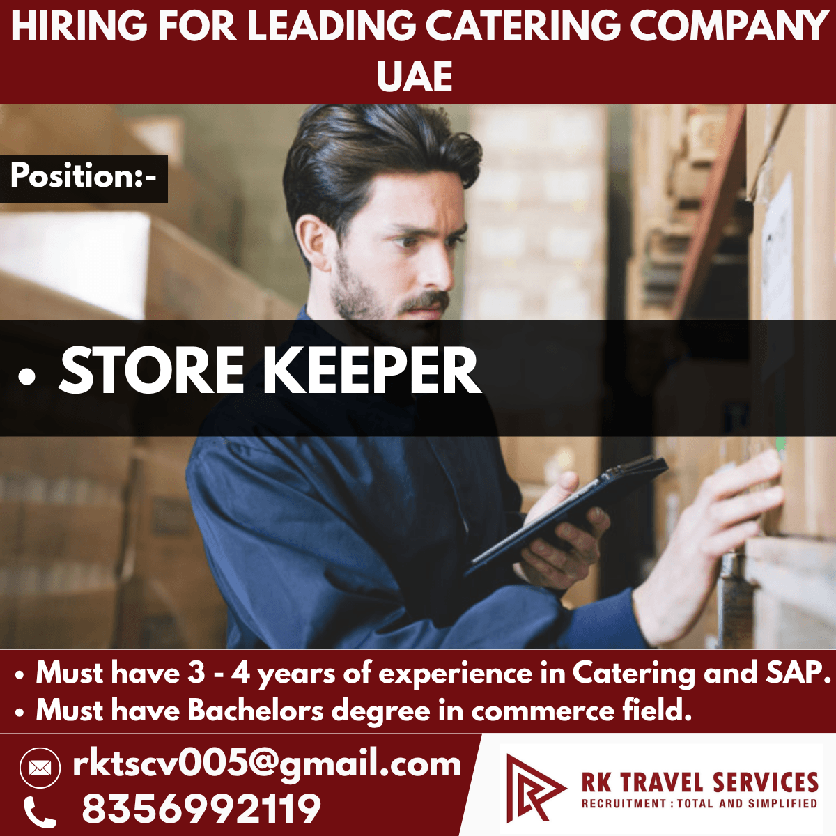 HIRING FOR LEADING CATERING COMPANY UAE