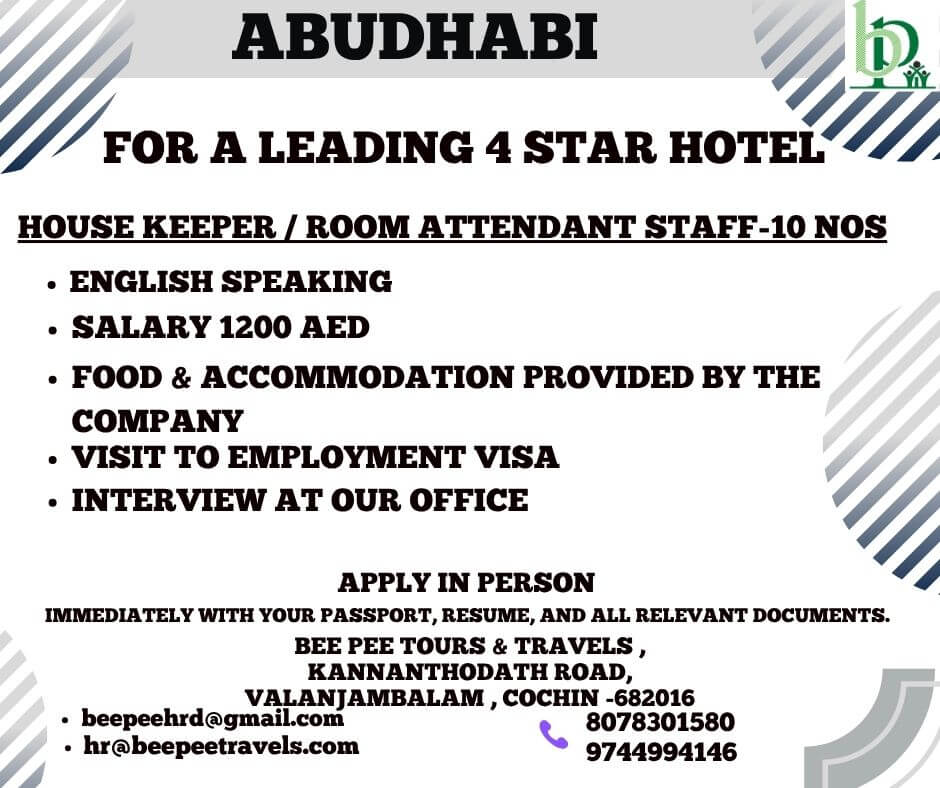 House Keeper / Room Attendant Staff House Keeper / Room Attendant Staff