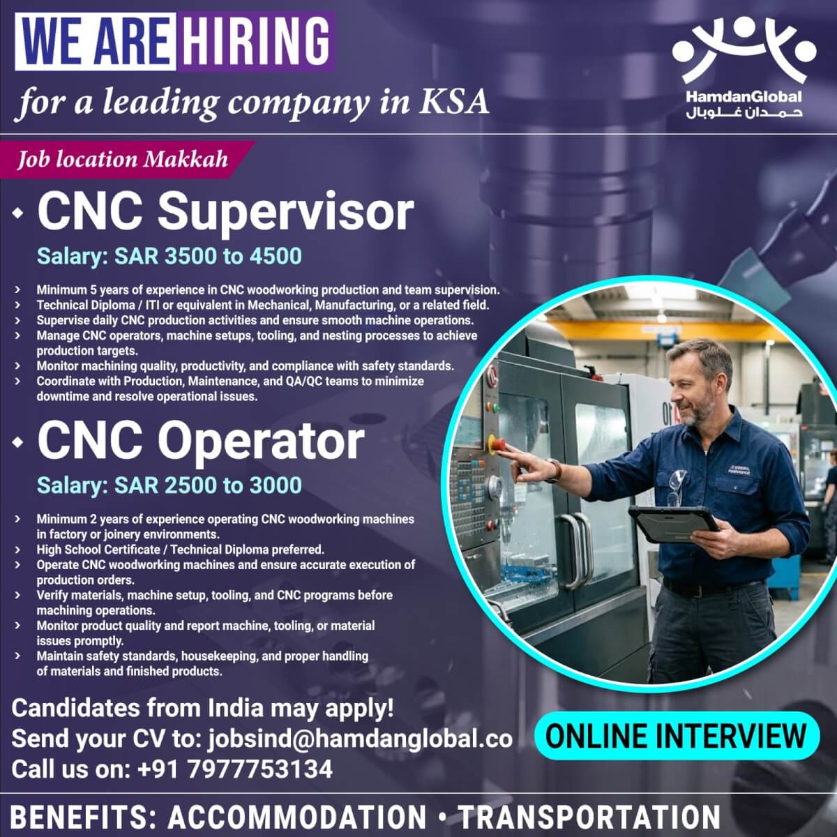 Urgent Requirement for CNC Operator & CNC Supervisor Urgent Requirement for CNC Operator & CNC Supervisor