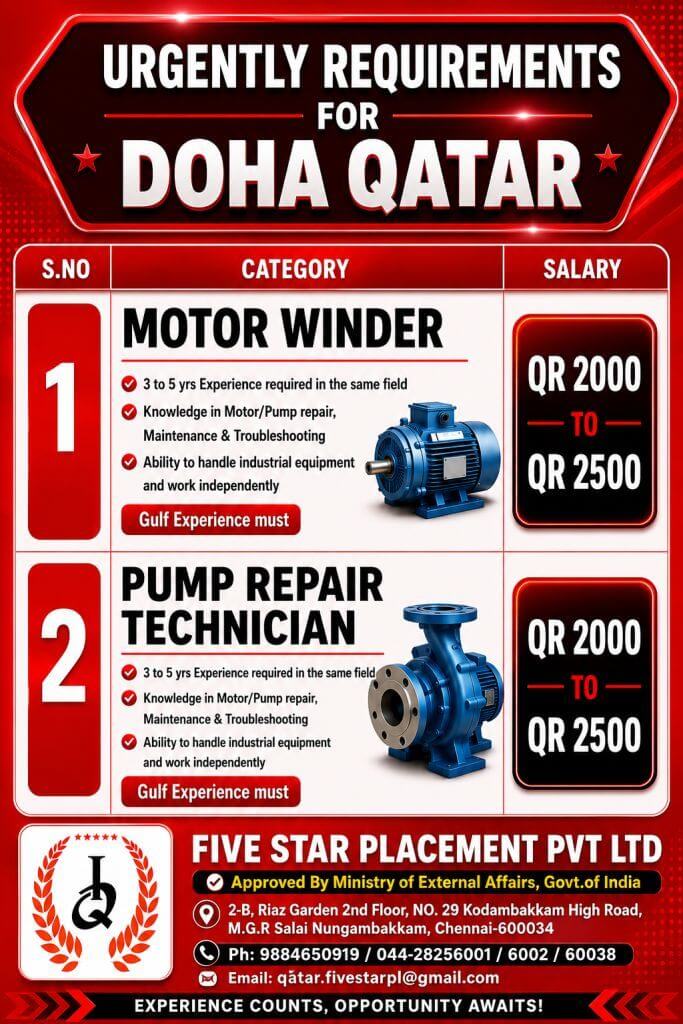 URGENT REQUIREMENT FOR DOHA QATAR URGENT REQUIREMENT FOR DOHA QATAR