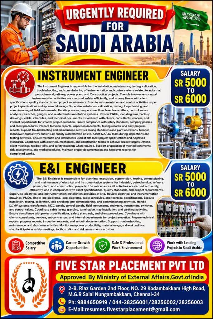 URGENT REQUIREMENT FOR SAUDI ARABIA URGENT REQUIREMENT FOR SAUDI ARABIA