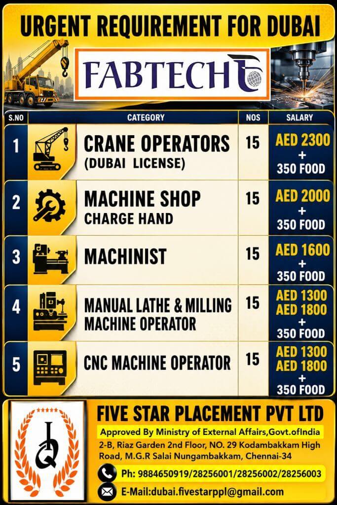 URGENT REQUIREMENT FOR DUBAI