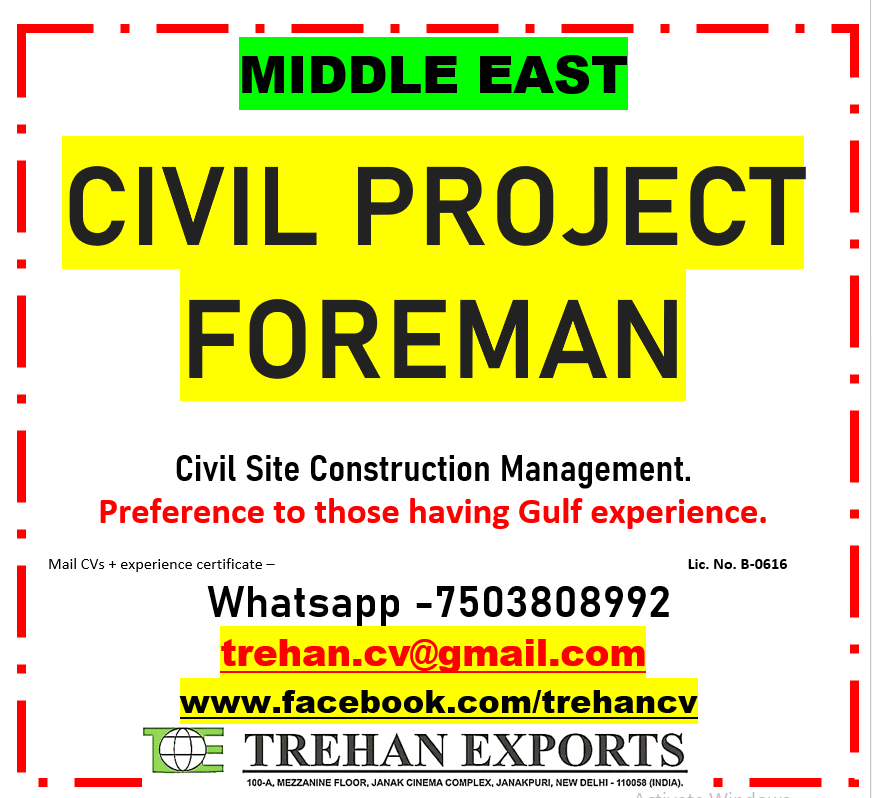 CIVIL PROJECT FOREMAN CIVIL PROJECT FOREMAN