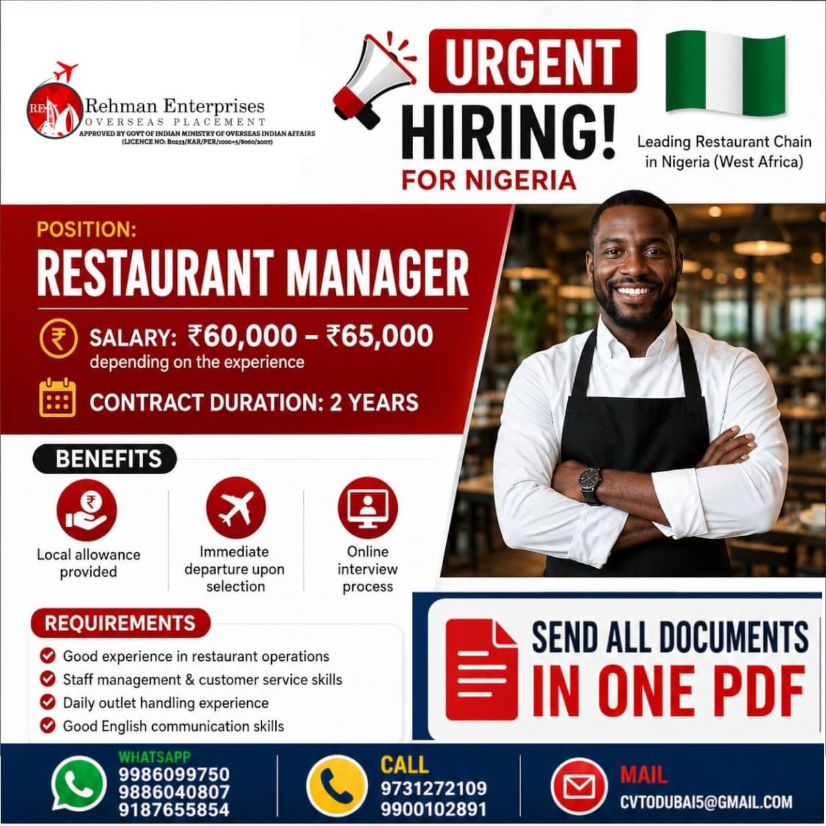HIRING FOR WEST AFRICA HIRING FOR WEST AFRICA