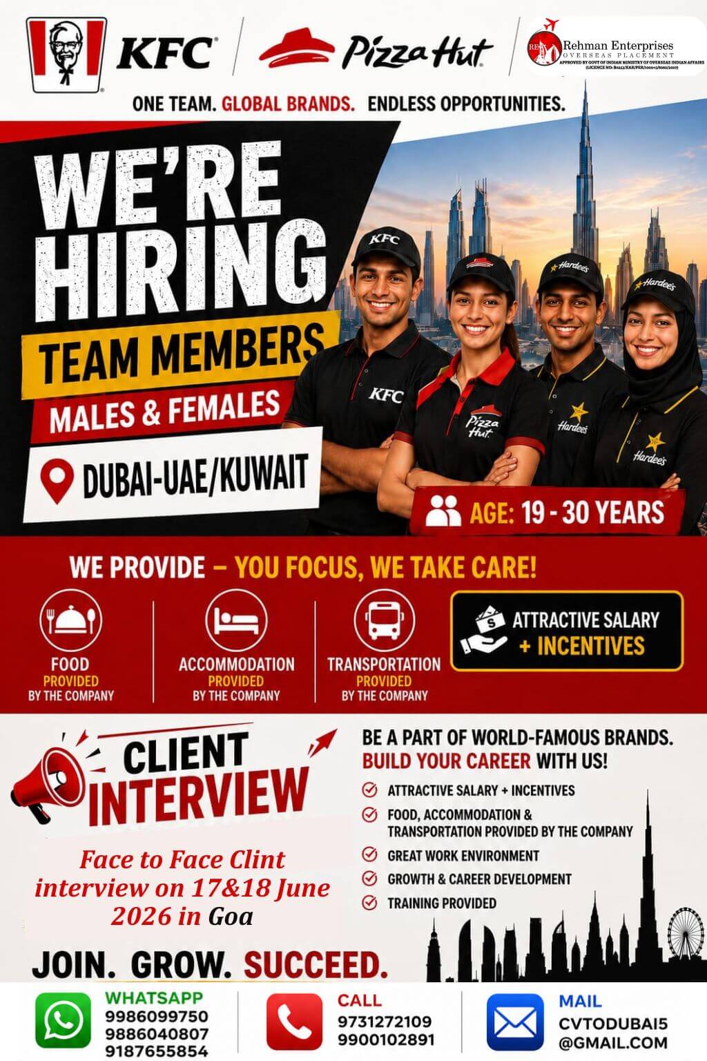 HIRING FOR DUBAI-UAE/KUWAIT HIRING FOR DUBAI-UAE/KUWAIT