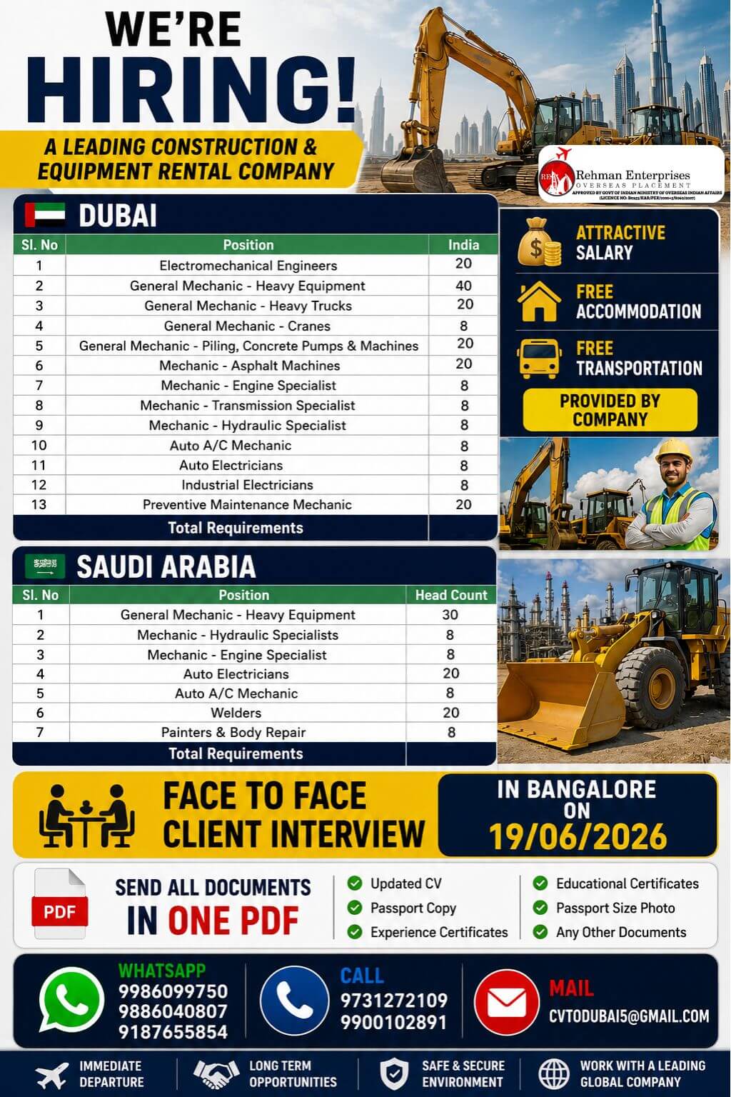 HIRING FOR DUBAI HIRING FOR DUBAI