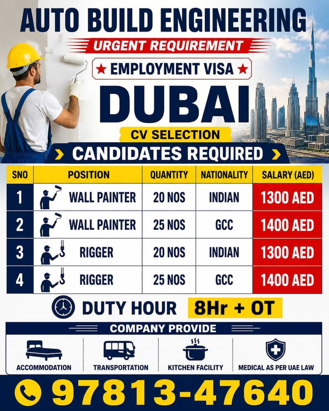 Urgent hiring for Dubai Urgent hiring for Dubai