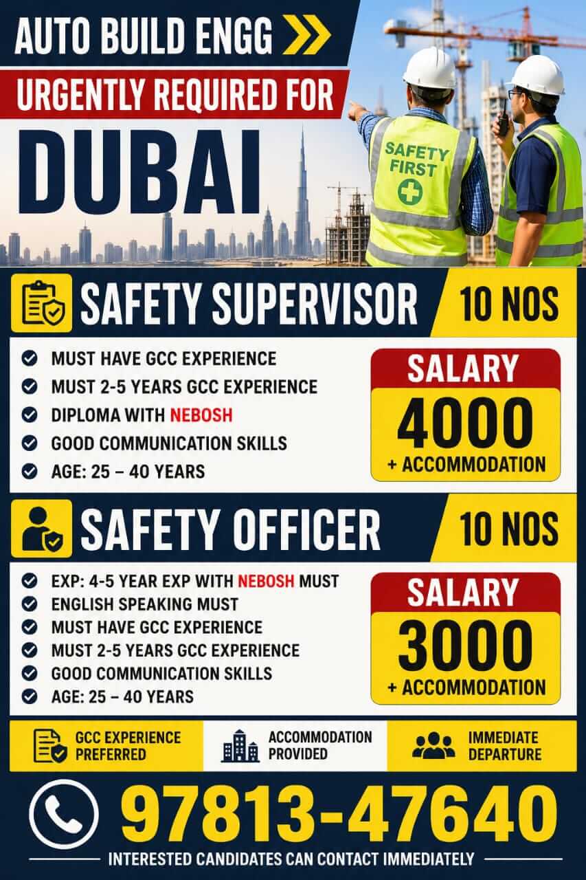 Urgent hiring for Dubai Urgent hiring for Dubai