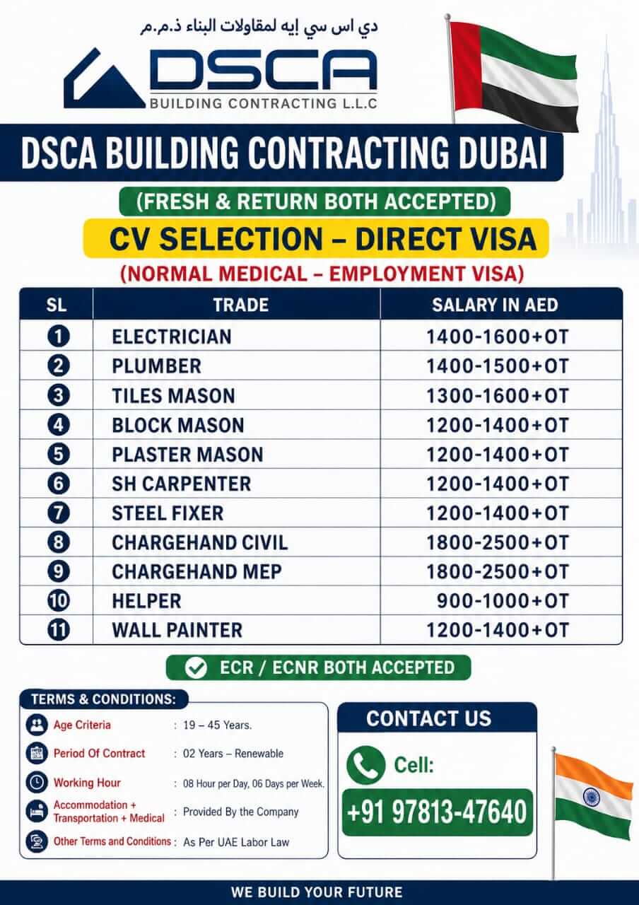 Urgent hiring for Dubai Urgent hiring for Dubai